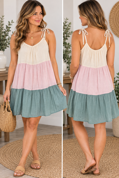 Color Block Spaghetti Strap